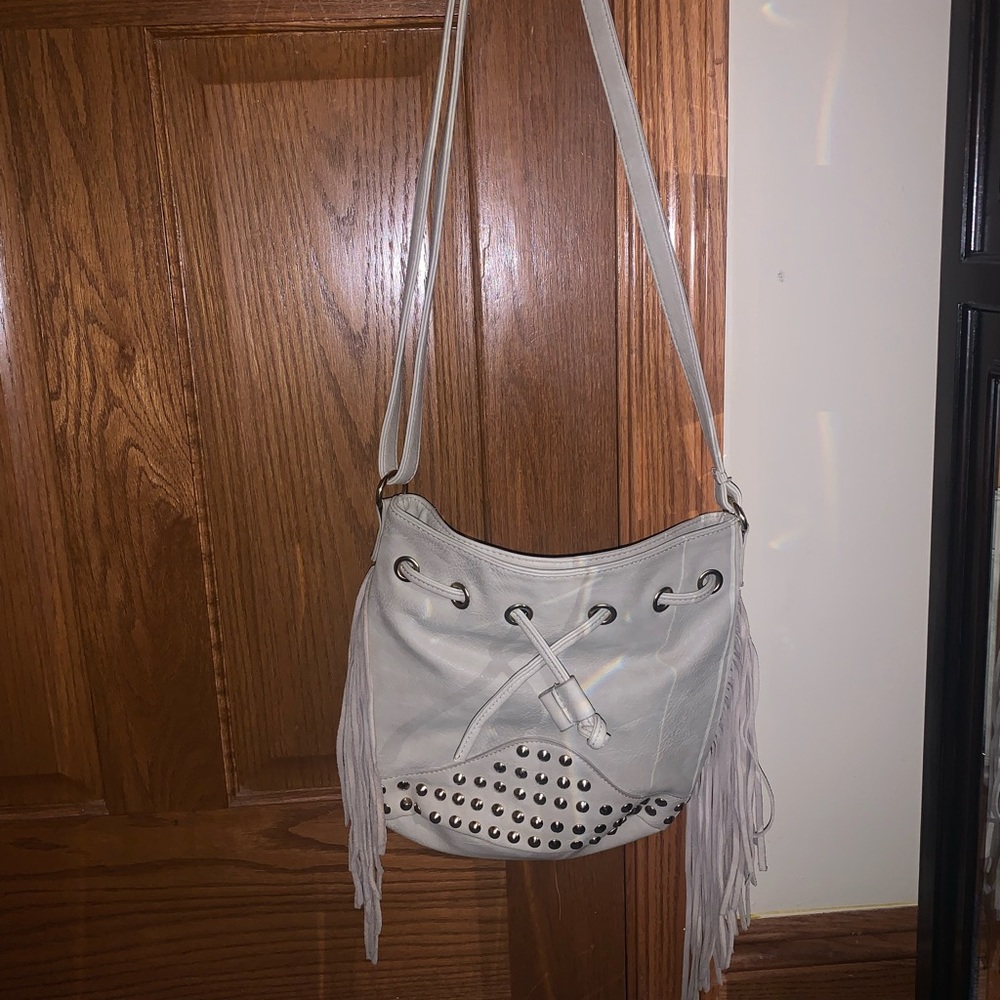 Tan fringe purse